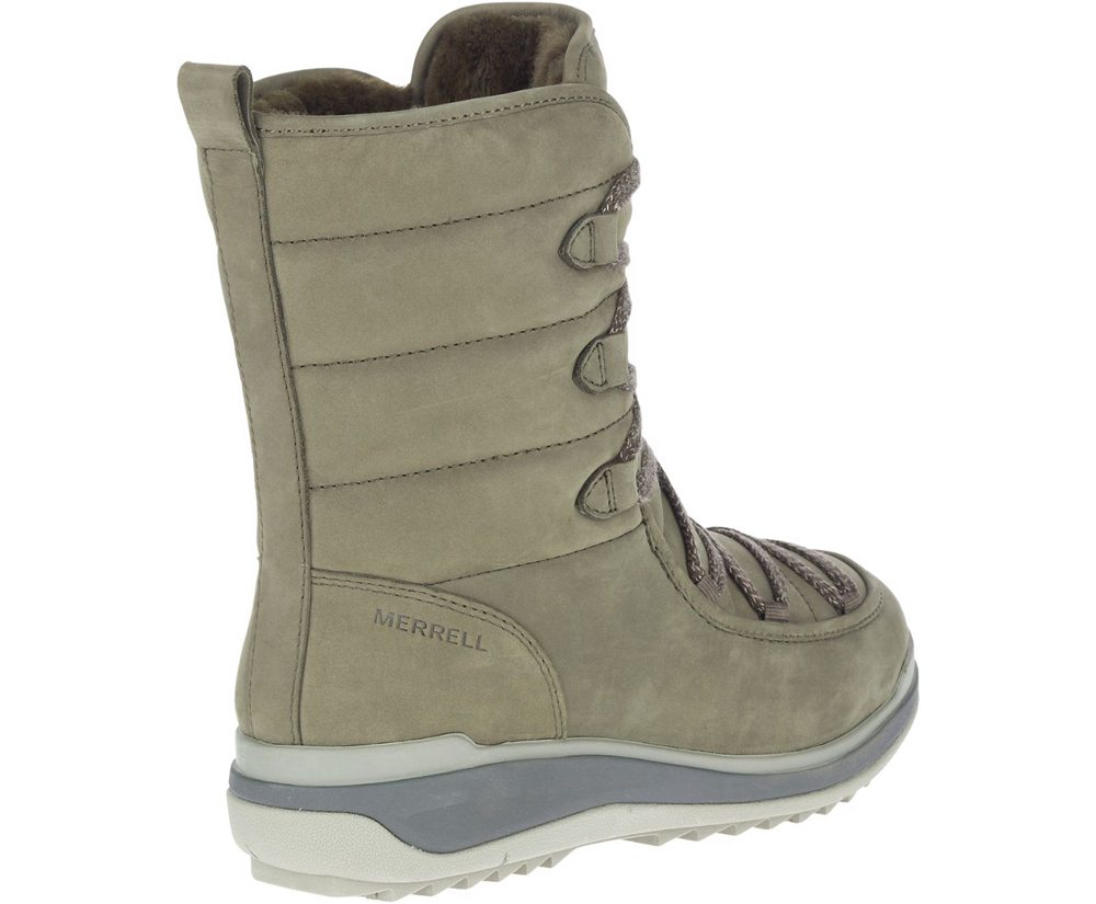 Botas Senhora - Merrell Snowcreek Cozy Couro Polar Waterproof - Verde Oliva - JMC315297